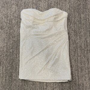 Strapless Sequin Bodycon Dress in Ivory